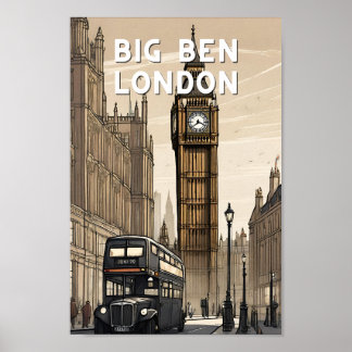 Retro Big ben london great britian vintage Poster