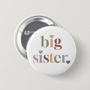 Retro Big Sister Girl Green 2 Inch Round Button