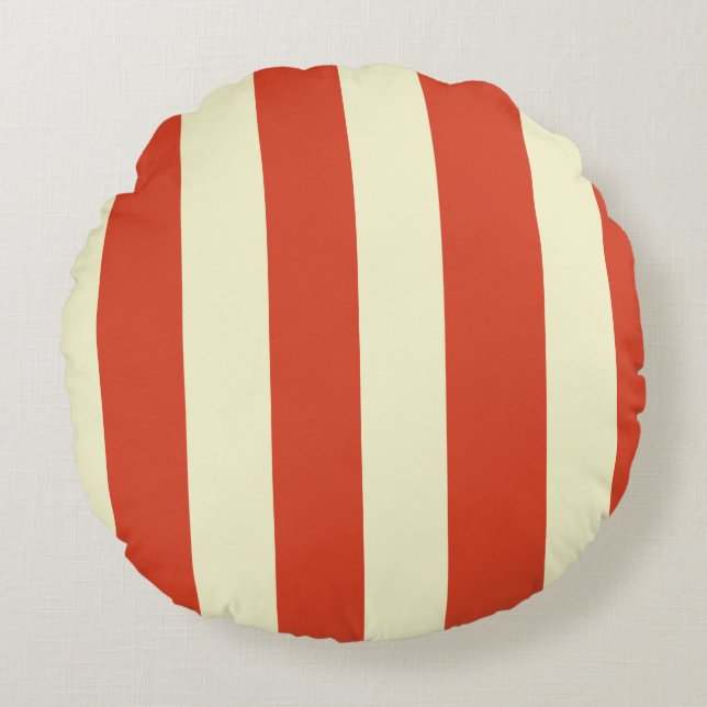 Retro Big Top Striped Round Pillow (Front)