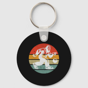 Retro Bigfoot Bowling Vintage Bowler League Team S Keychain