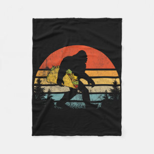 Retro Bigfoot Carrying Taco Funny Cinco De Mayo Sa Fleece Blanket