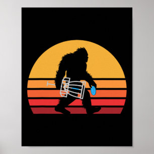 Retro Bigfoot Disc Golf Eighties Sasquatch Disc Go Poster