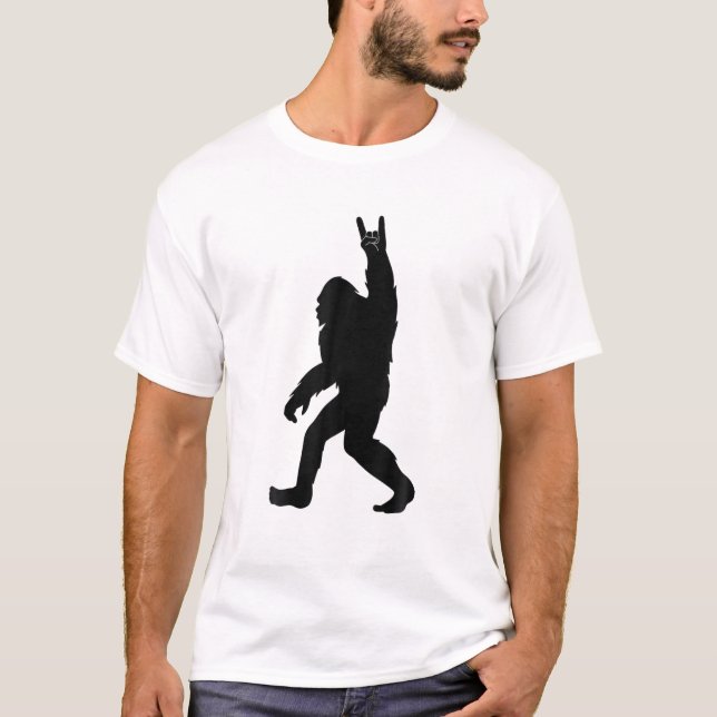 Retro Bigfoot , Funny Rock And Roll Bigfoot T-Shirt (Front)
