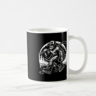 Retro Bigfoot Hockey Funny Sasquatch Bigfoot Playi Coffee Mug