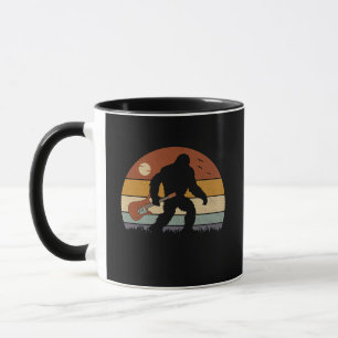 Retro Bigfoot Playing Guitar Vintage Sunset Mug