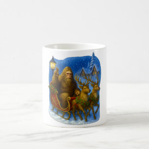 Retro Bigfoot Santa & Reindeer Vintage 90s Cozy Coffee Mug