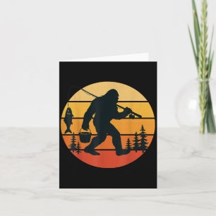 Retro Bigfoot Sasquatch Fishing Funny Gifts Dad Me Card