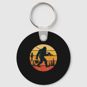 Retro Bigfoot Sasquatch Fishing Funny Gifts Dad Me Keychain