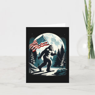 Retro Bigfoot Sasquatch Full Moon Patriotic Americ Card