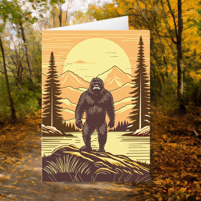 Retro Bigfoot Sasquatch Mountains Birthday Card (Creator Uploaded)