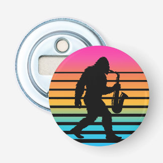 Retro Bigfoot Saxophone Sunset Bottle Opener