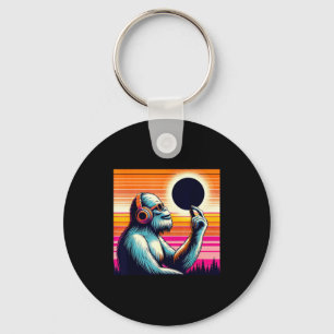Retro Bigfoot Total Solar Eclipse Keychain