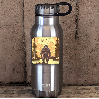 Retro Bigfoot Vintage Sasquatch Mountains Square Sticker