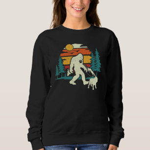Retro Bigfoot Walking English Bulldog Dog Walker S Sweatshirt