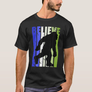 Retro Bigfoot Yeti Vintage Distressed Designs Blue T-Shirt