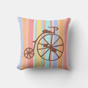 Retro Bike Polyester Throw Pillow 16" x 16"