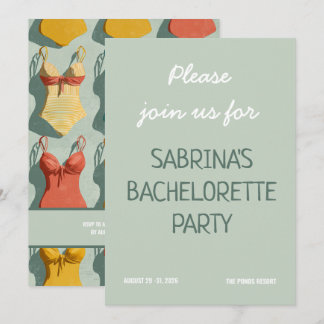 Retro Bikinis Bachelorette Party Invitation