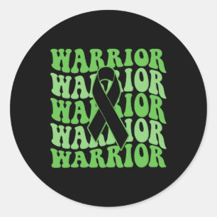Retro Bile Duct Cancer Warrior Green Ribbon Awaren Classic Round Sticker