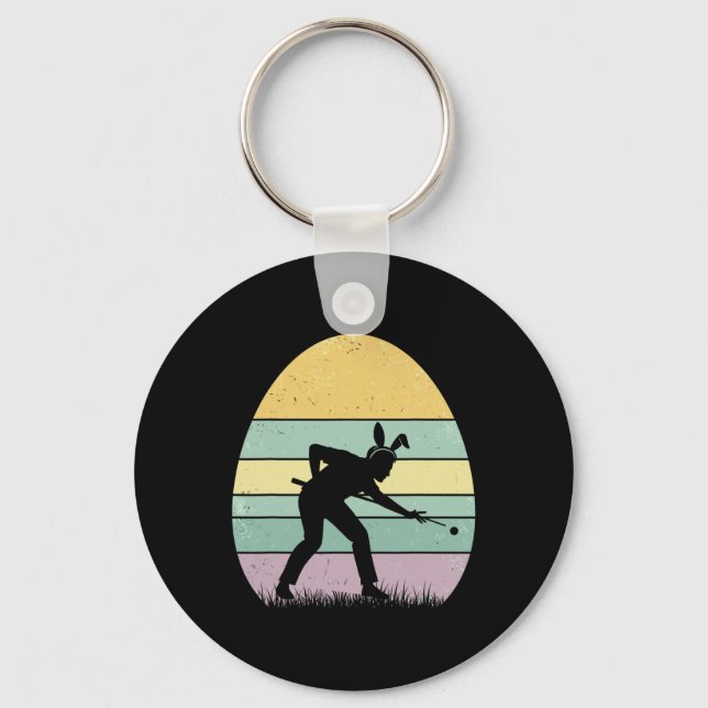 Retro Billard Easter Egg Easter Day Billiard Women Keychain (Front)