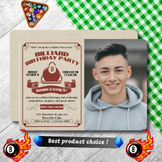 Retro Billiard Anniversaire Invitation Ajouter Vot