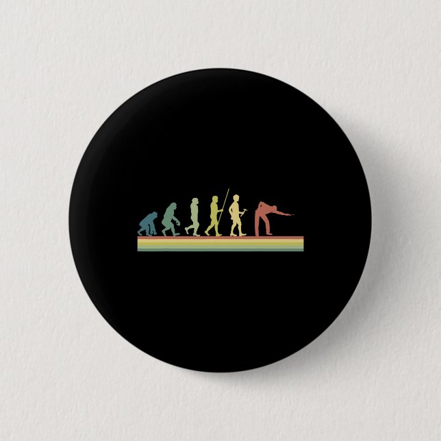 Retro Billiards Human Evolution Lover Gift Pool Sn 2 Inch Round Button (Front)
