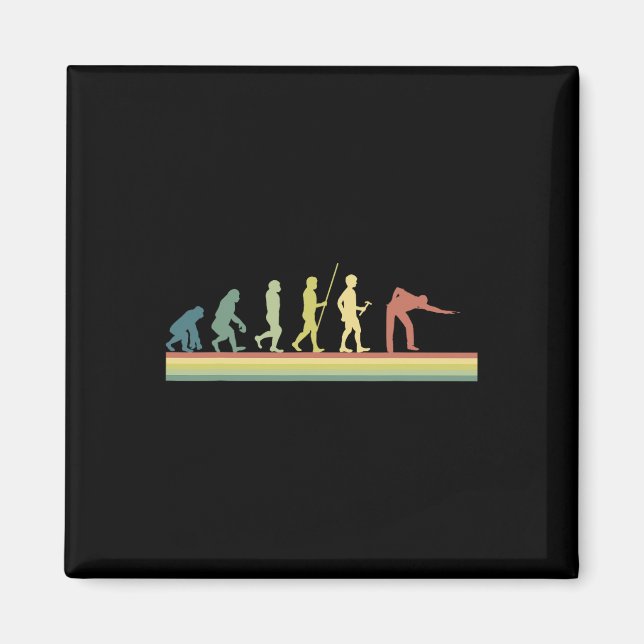 Retro Billiards Human Evolution Lover Gift Pool Sn Magnet (Front)