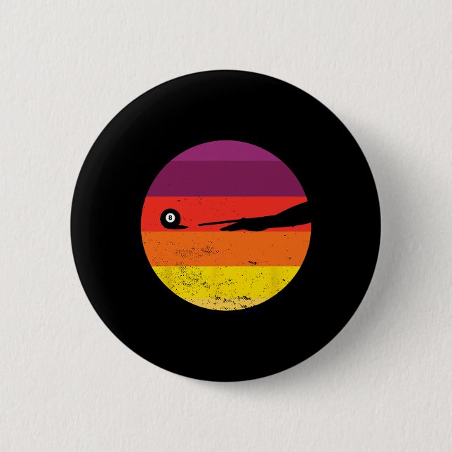 Retro Billiards Silhouette Pool Table Snooker Pyra 2 Inch Round Button (Front)
