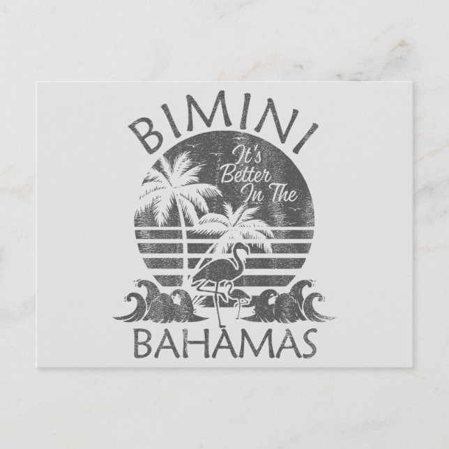 Retro Bimini Bahamas Postcard Vacation Cruise (Front)