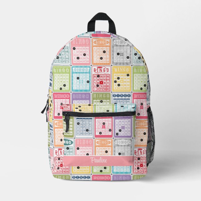Retro Bingo Printed Backpack (Front)
