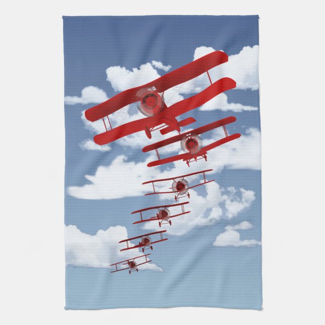 Retro Biplane Kitchen Towel (Vertical)