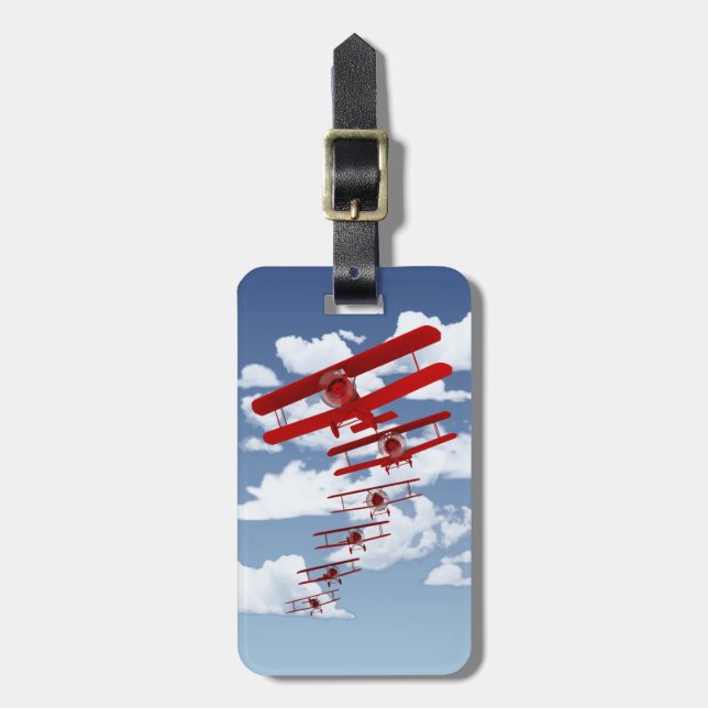 Retro Biplane Luggage Tag (Front Vertical)