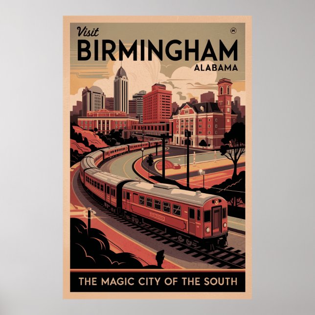 Retro Birmingham, Alabama Affiche de voyage (Devant)