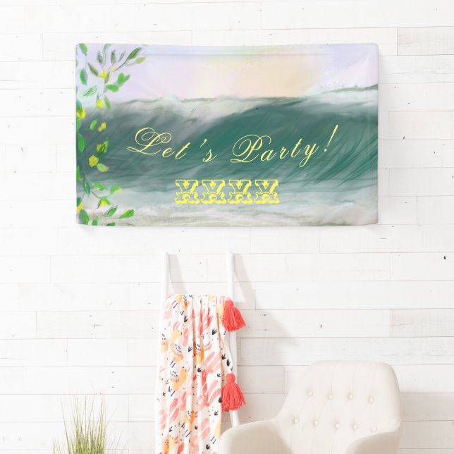 Retro Birthday Beach Picnic Party Banner (Insitu)