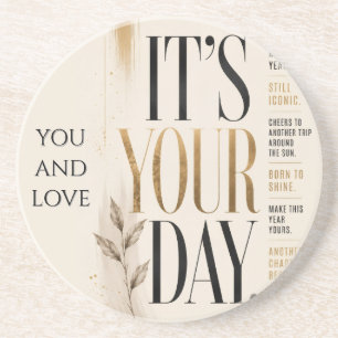 Retro Birthday Bold Editorial Typography style Coaster