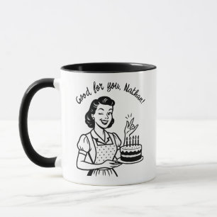 Retro Birthday Cake Personalized Coffee Mug