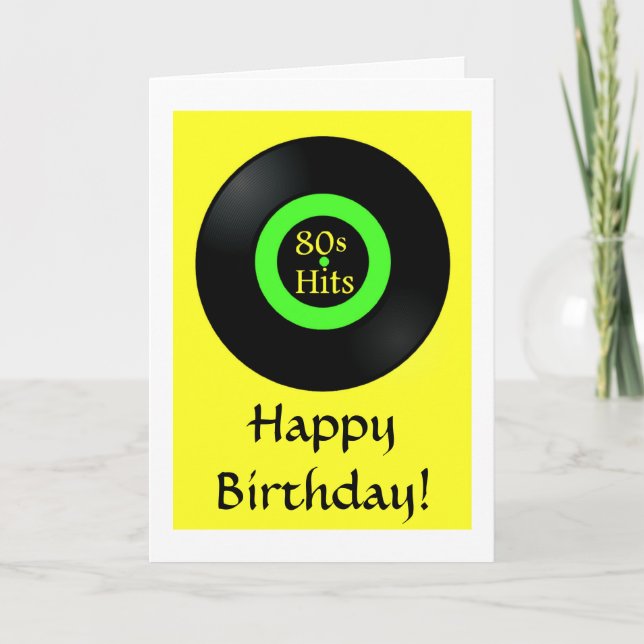 Retro birthday card Happy Birthday with record (Front)