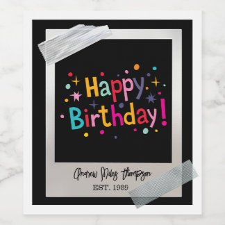 Retro Birthday Confetti Wine Labels