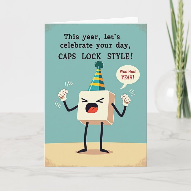 Retro Birthday Cube Character Card (Front)