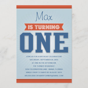 RETRO BIRTHDAY FIRST BIRTHDAY INVITATION