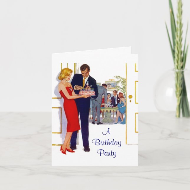 Retro Birthday Party Invitation Cards Card CUSTOM (Front)