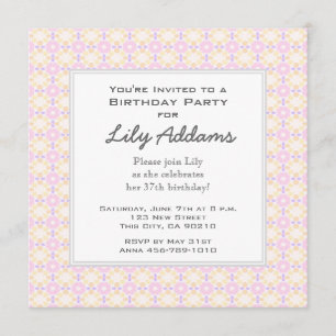 Retro Birthday Party Invitation - Pink and Yellow