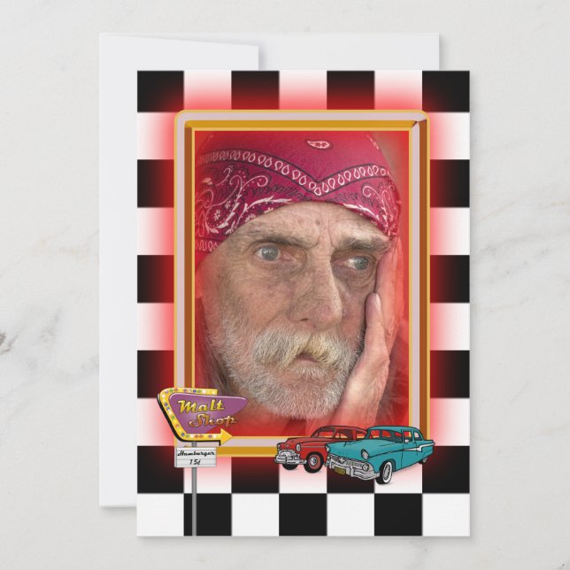 Retro Birthday photo frame Invitation (Front)