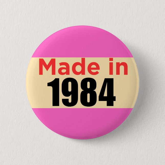 Retro birthday pin 40th forty years old 1984 (Front)