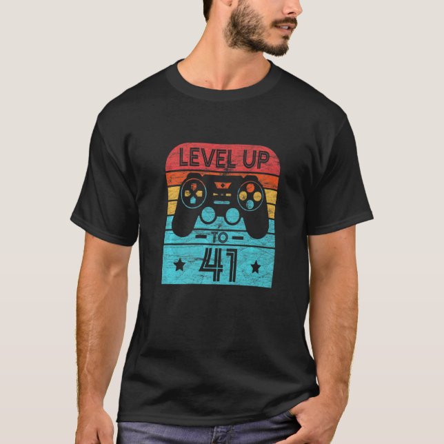 Retro Birthday Video Game 41 Years Old Gamer Level T-Shirt (Front)