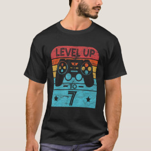 Retro Birthday Video Game 7 Years Old Gamer Level T-Shirt