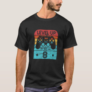 Retro Birthday Video Game 8 Years Old Gamer Level  T-Shirt