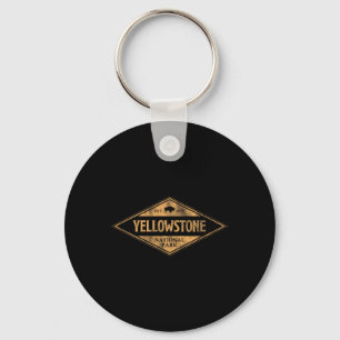 Retro Bison Yellowstone National Park 1872 Hiking Keychain