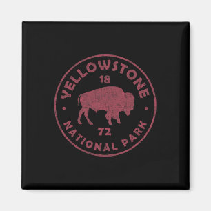 Retro Bison Yellowstone National Park 1872 Hiking Magnet