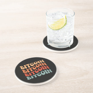Retro Bitcoin Typography Design Coaster