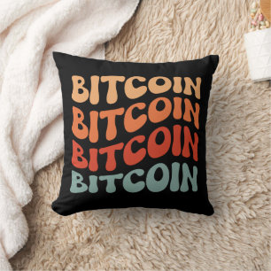 Retro Bitcoin Typography Design Throw Pillow